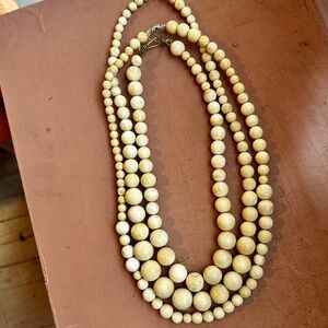 3 ivory acrylic bead necklaces